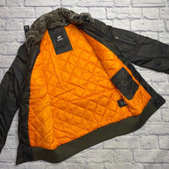 NEW Xray Jeans Army Camo Bomber Jacket with Fur Collar - Picture 5 of 12